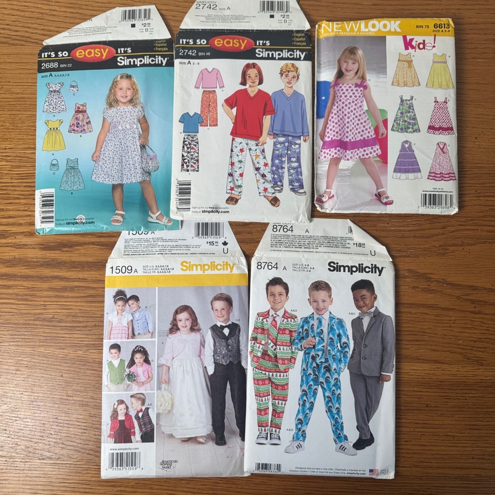Simplicity New Look Kids Sewing Patterns BUNDLE Boys‎ Girls Clothing Size 3-8